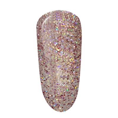 unha de gel rosa com glitter colorido