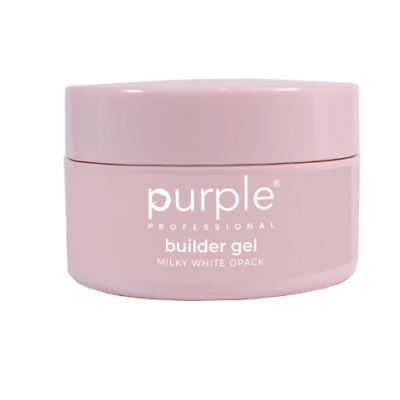 Frasco rosa claro de gel builder gel com texto branco