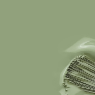 Tinta verde com pincel ao lado