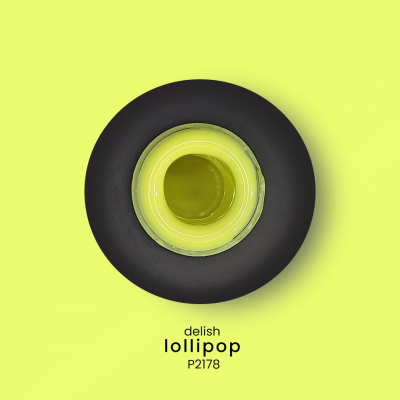 Balão lollipop preto com interior amarelo e texto delish lollipop P2178