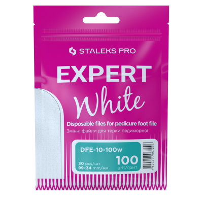 Pacote rosa de lixas descartáveis para pedicure STALESS PRO EXPERT white, 30 peças, granulação 100 grit