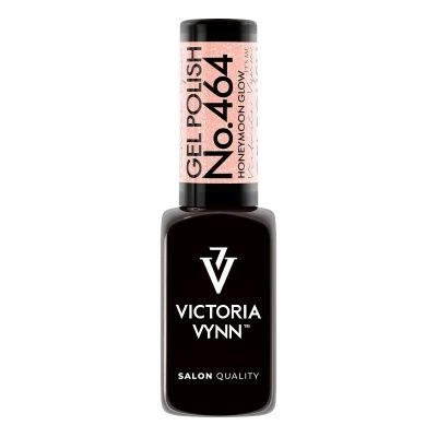 Frasco de verniz gel Victoria Vynn cor escura com rótulo rosa glitter