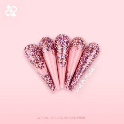 Unhas postiças rosa claro com glitter brilhante nas pontas