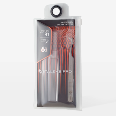 Conjunto de pinças profissionais para pestanas na embalagem transparente