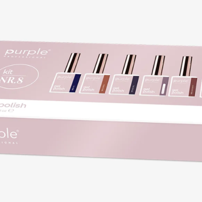 Kit de verniz gel Purple Professional com seis frascos coloridos