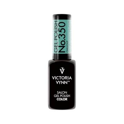 Frasco de verniz gel preto Victoria Vynn com rótulo azul claro