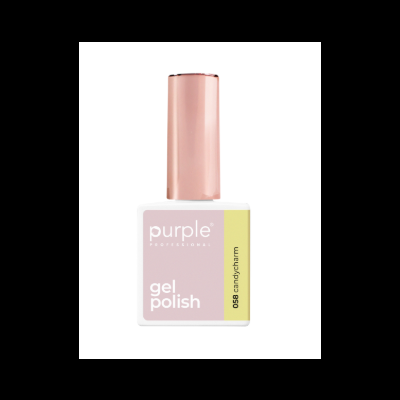 Frasco de verniz gel branco com tampa rose gold e etiquetas rosa e amarelo