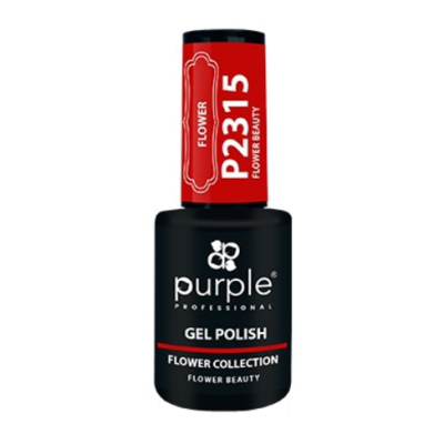 Frasco de verniz gel Purple Professional com tampa vermelha e frasco preto