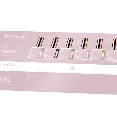 Caixa rosa de vernizes de gel Purple Professional kit NR.24