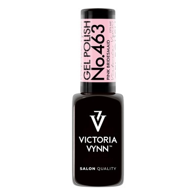 Frasco de verniz de gel para unhas Victoria Vynn com rótulo rosa e frasco preto