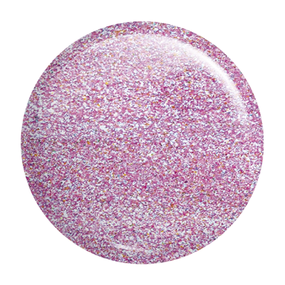 Esmalte de unhas com glitter rosa e brilho iridescente