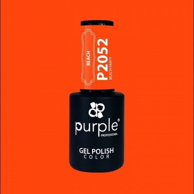Verniz gel para unhas cor laranja, marca Purple Professional, código P2052 Beach Party