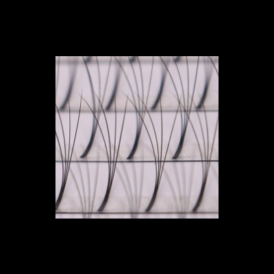 Cílios postiços em fileiras transparentes, cor preta, textura fina, fundo branco