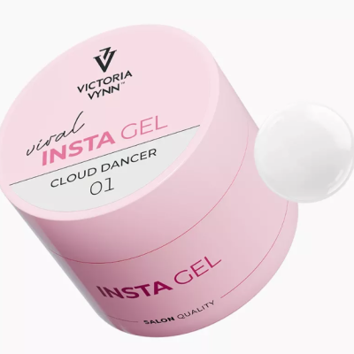 Frasco rosa de gel para unhas com texto e amostra branca