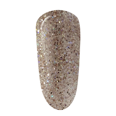 Verniz de unhas bege com glitter holográfico