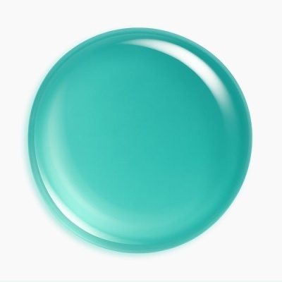 Placa redonda azul turquesa brilhante vista de cima