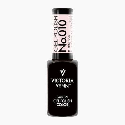 Frasco de verniz gel Victoria Vynn preto e branco com texto da marca e número do produto.