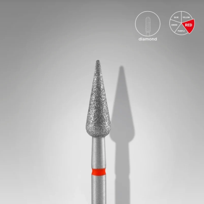 Broca diamante prateada com anel vermelho em fundo cinzento