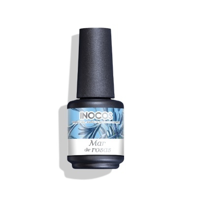 Frasco de verniz de unhas azul Inocos com tampa preta