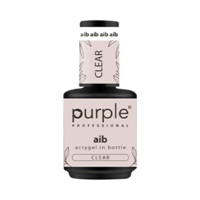 Frasco de acrygel in bottle da Purple Professional com rótulo rosa e tampa preta