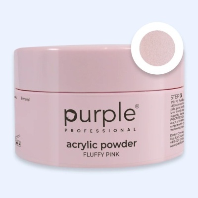 Recipiente cor-de-rosa claro de pó acrílico para unhas da marca Purple Professional.