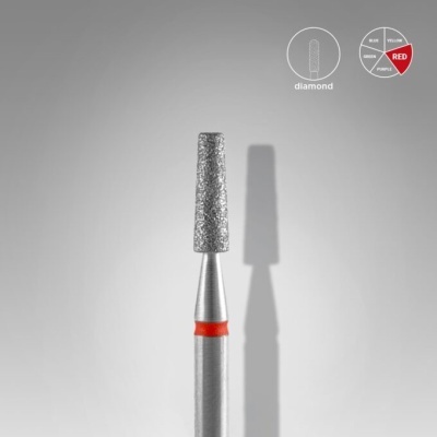 Broca de diamante para unhas com ponta cilíndrica e anel vermelho