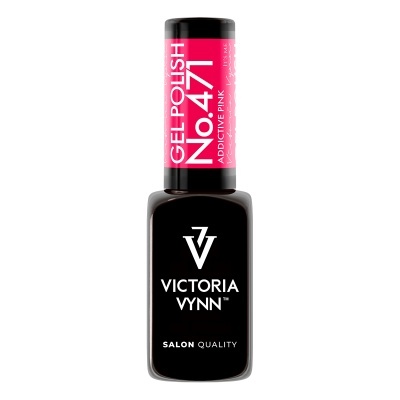 Frasco de verniz gel preto com tampa preta e rótulo rosa