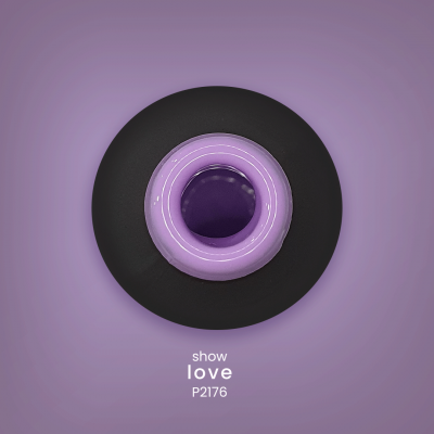 Objeto decorativo redondo roxo e preto com texto show love P2176