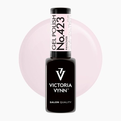 Frasco de verniz gel preto Victoria Vynn com etiqueta branca e rosa claro