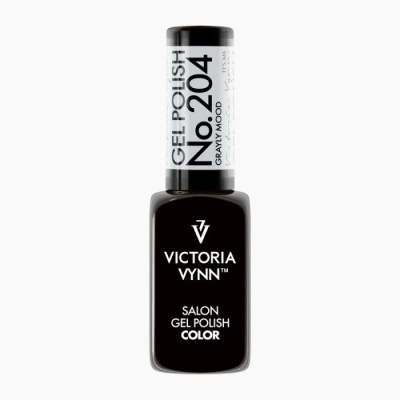 Frasco de verniz gel preto Victoria Vynn com rótulo branco
