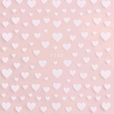 Adesivos decorativos de corações brancos em fundo rosa com código F740