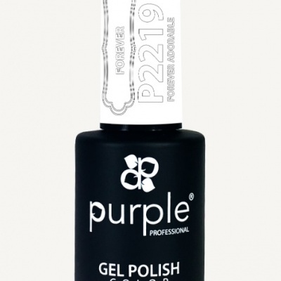 Frasco preto fosco de esmalte em gel Purple Professional com tampa branca e texto branco