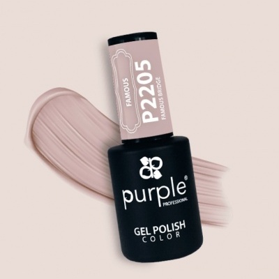 Frasco de verniz gel roxo claro Purple Professional P2205 com pincelada da cor