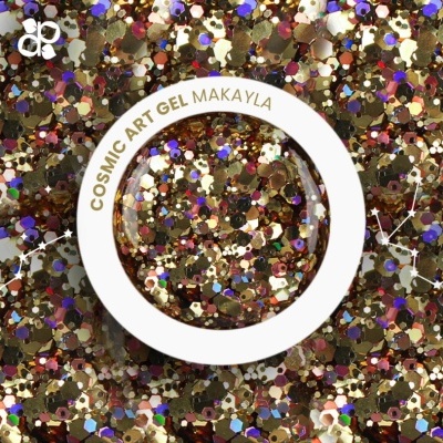 Frasco de Cosmic Art Gel Makayla com glitter colorido