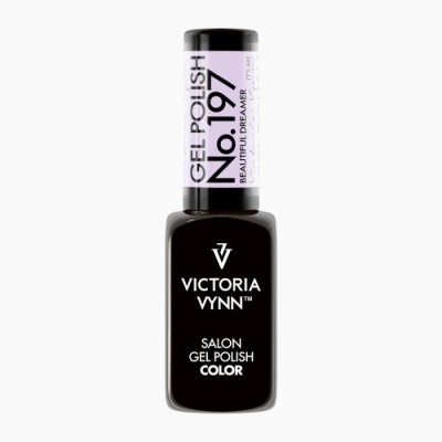 Frasco de verniz gel para unhas preto Victoria Vynn com tampa e texto no rótulo.