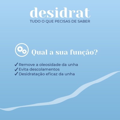 Imagem informativa sobre desidratação de unhas com texto em português e ícone de engrenagens