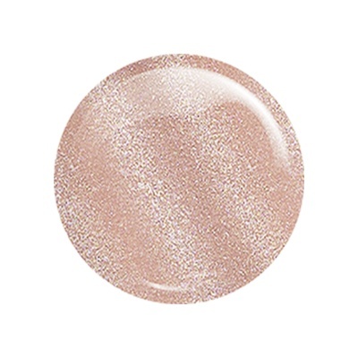 Amostra circular de verniz bege cintilante brilhante.