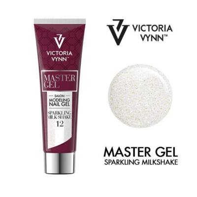 Tubo de gel para unhas Victoria Vynn Master Gel Sparkling Milkshake número 12 com gota do gel brilhante