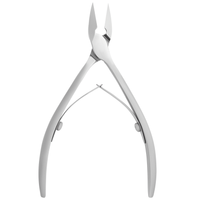 Alicate de cutícula em metal prateado com mola