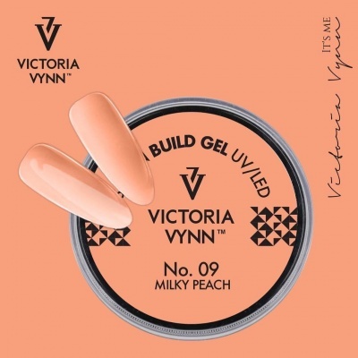 Recipiente redondo de gel UV/LED VICTORIA VYNN cor Milky Peach com amostras de unhas