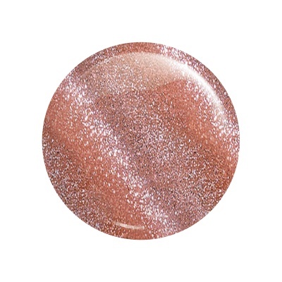 Amostra circular de verniz cor rosa com brilho prateado