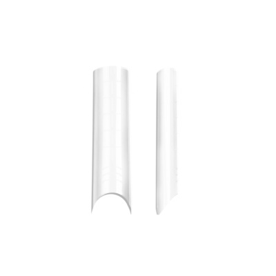 Duas peças de plástico branco curvadas e com relevo