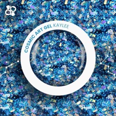 Gel azul com glitter em embalagem redonda branca