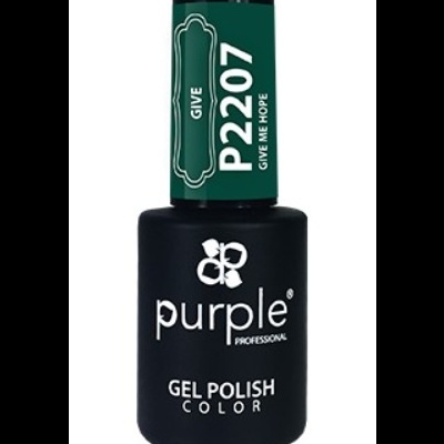 Frasco de verniz gel para unhas Purple Professional preto com etiqueta verde