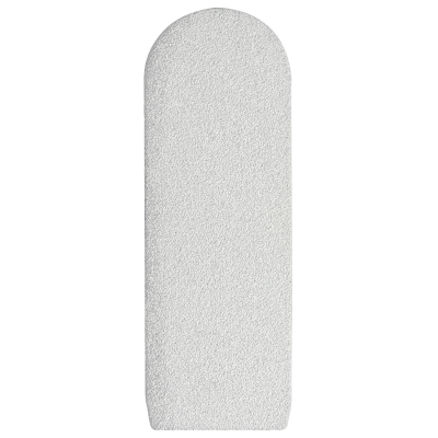 Lixa para pés branca texturada com formato arredondado na extremidade superior