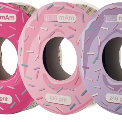 Quatro rolos de lixa MAM em cores variadas com diferentes granulações