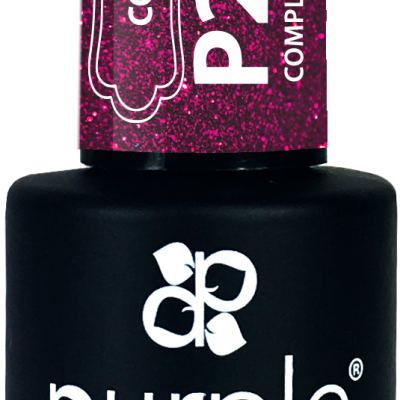 Frasco de verniz gel para unhas Purple Professional preto e rosa glitter