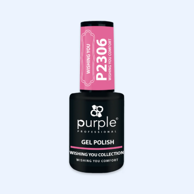 Frasco de verniz gel para unhas cor rosa escura da Purple Professional com tampinha rosa