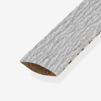 Perfil semi-circular com textura cinzenta e interior castanho