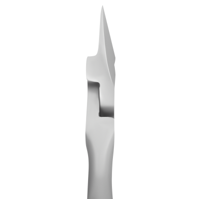 Faca de cozinha prateada com cabo branco vista de perfil